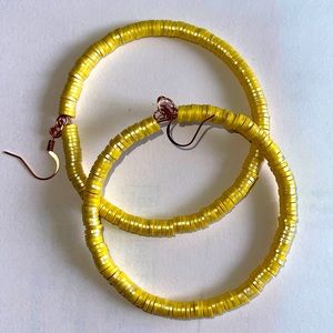 Polymer clay yellow nickel free hoop earrings